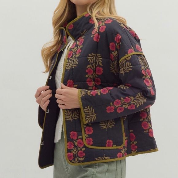 NWT Floral Quilted Medium Weight quilted Jacket coat - Picture 4 of 8